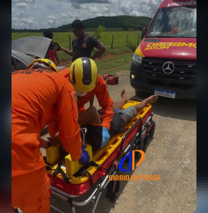 Acidente em estrada vicinal deixa duas pessoas feridas em Campos Belos