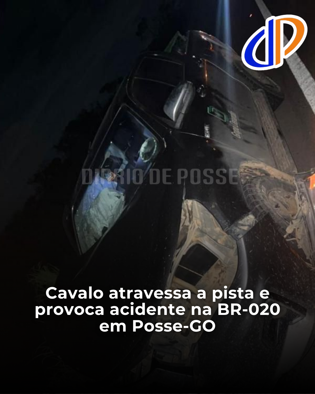 Cavalo atravessa a pista e provoca acidente na BR-020 entre Posse-GO